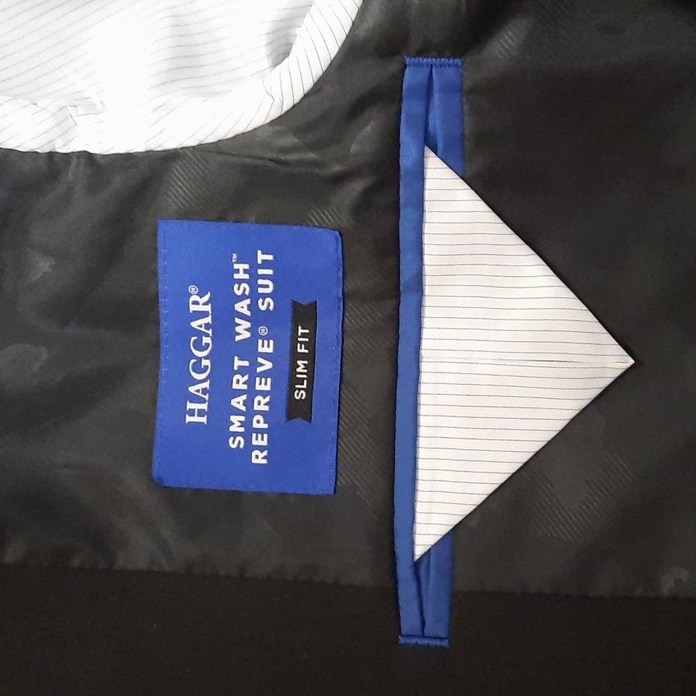 HAGGAR MENS BLACK BLAZER - SIZE 38 SHORT - NEW WITH TAGS - SRP $200.00 - Picture 6 of 10